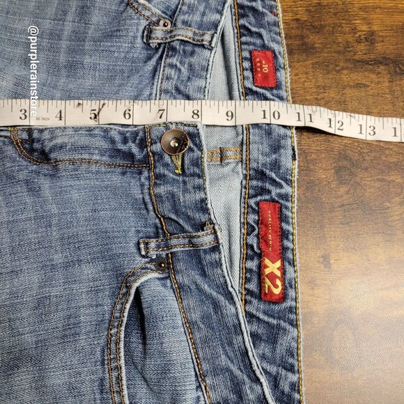 Vtg Express Jeans Size 12 Boot Low Rise Medium Light Wash Denim Western Y2K - Picture 9 of 13